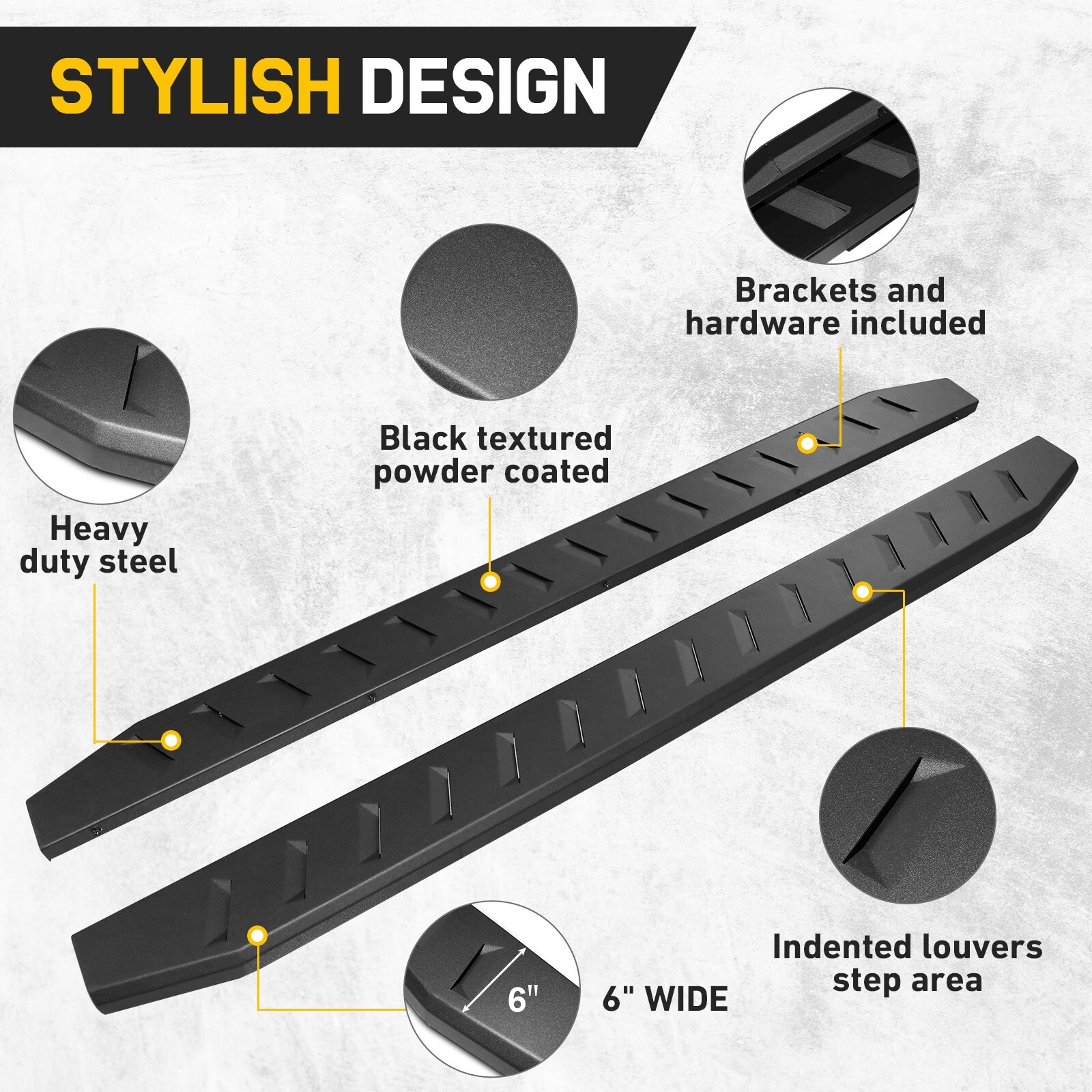 Fit 07-21 Toyota Tundra Double Cab 6" Black Heavy Duty Running Boards Side Steps