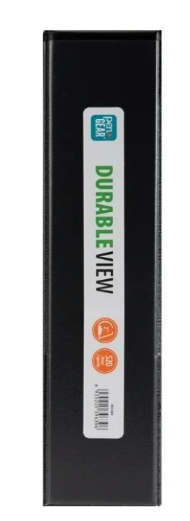 Pen+Gear 3-Ring Durable View Binder, 2" D-Rings, Black,1 Count