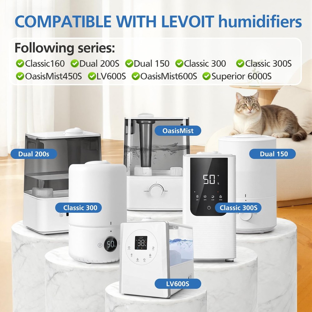 30Pack Top Fill Humidifier Replacement Filter Compatible with LEVOIT Classic1...