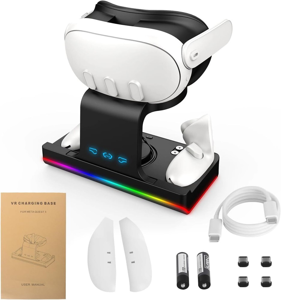 For Meta Quest 3 VR Headset Controller Charging Dock Charger Stand Station ABS