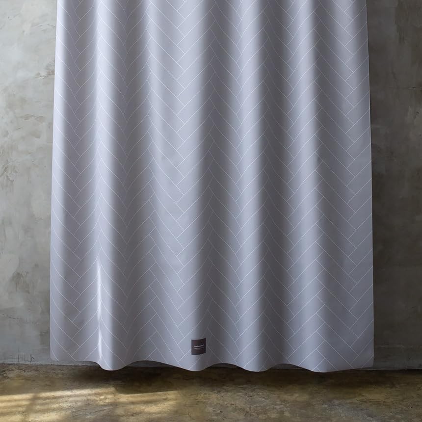 Quick-Dry Lightweight Shower Curtain – 71"W x 74"L (Pack of 1) Herringbone Gray