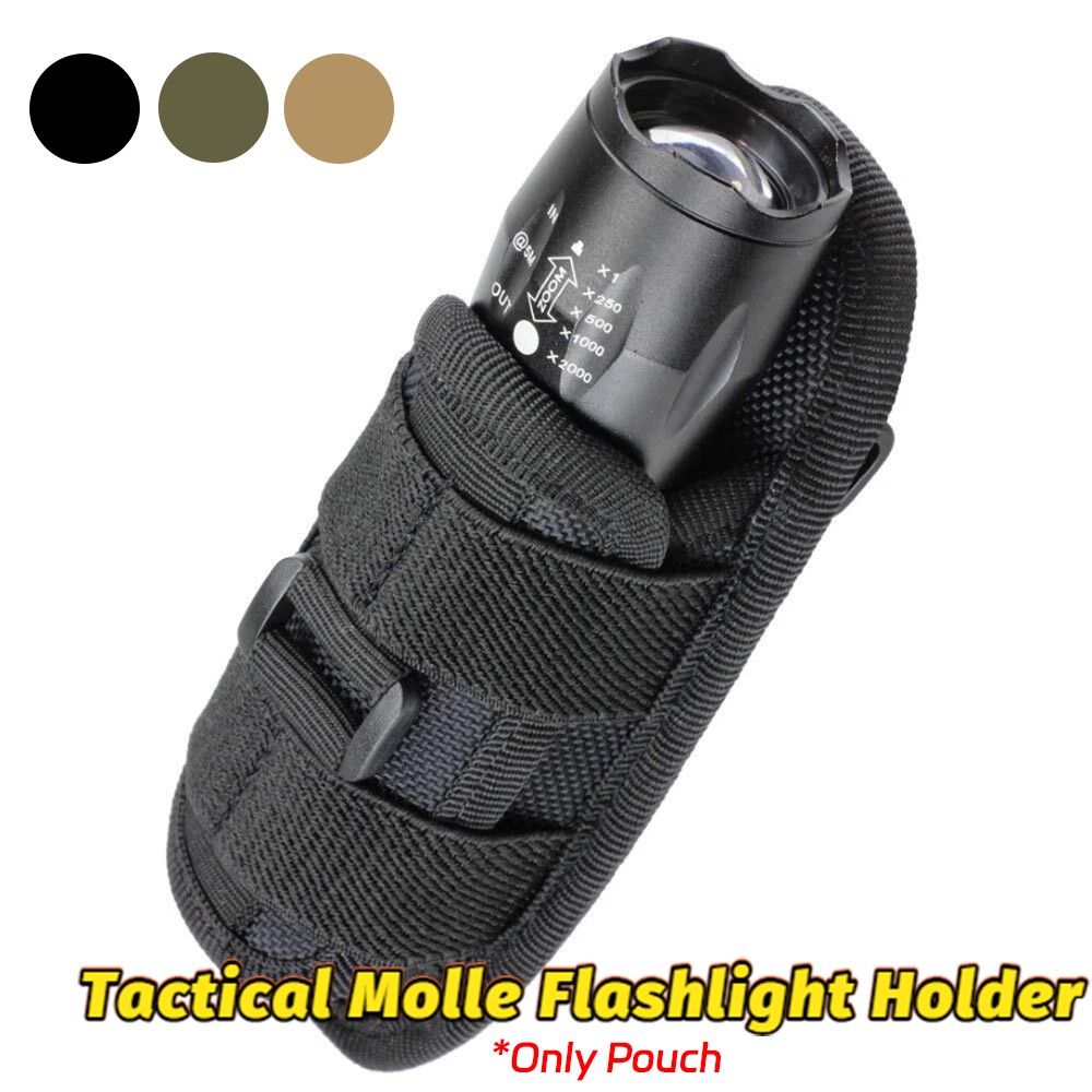 360° Rotatable Green Tactical Flashlight Holster Stretchable Clip Holder Pouches