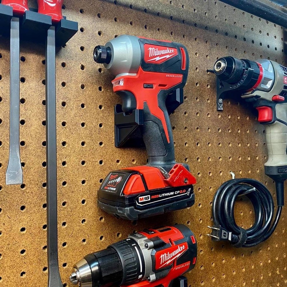 Cordless Tool Wall Mount for Pegboard - Universal Drill Holder - Workshop Organi