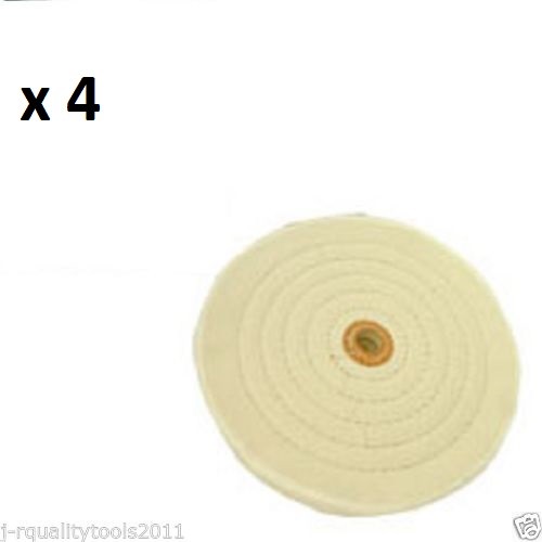 4 Pc 6" Cotton Buffing Polishing Polish Buff Buffer Wheels Pad for Bench Grinder