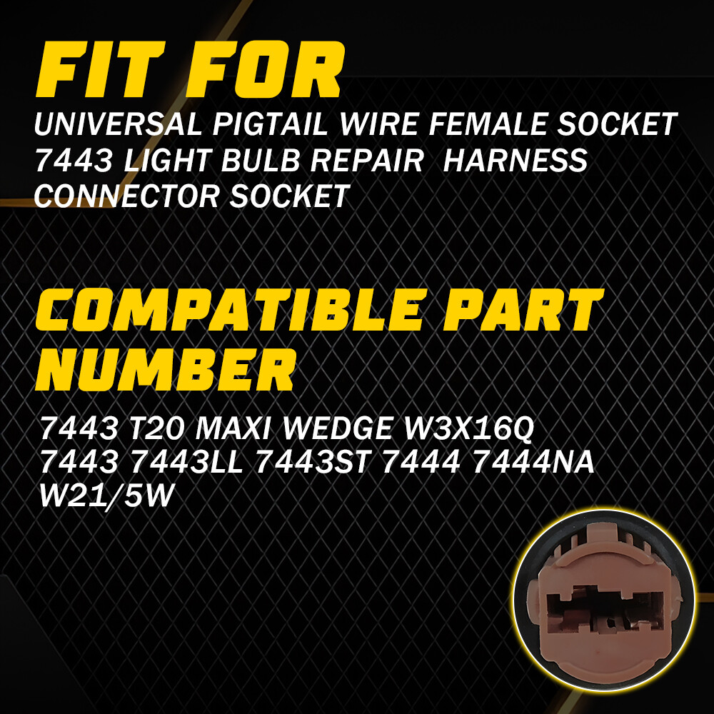 Universal Pigtail Wire Female Socket 7443 Light Bulb Harness Connector Socket E