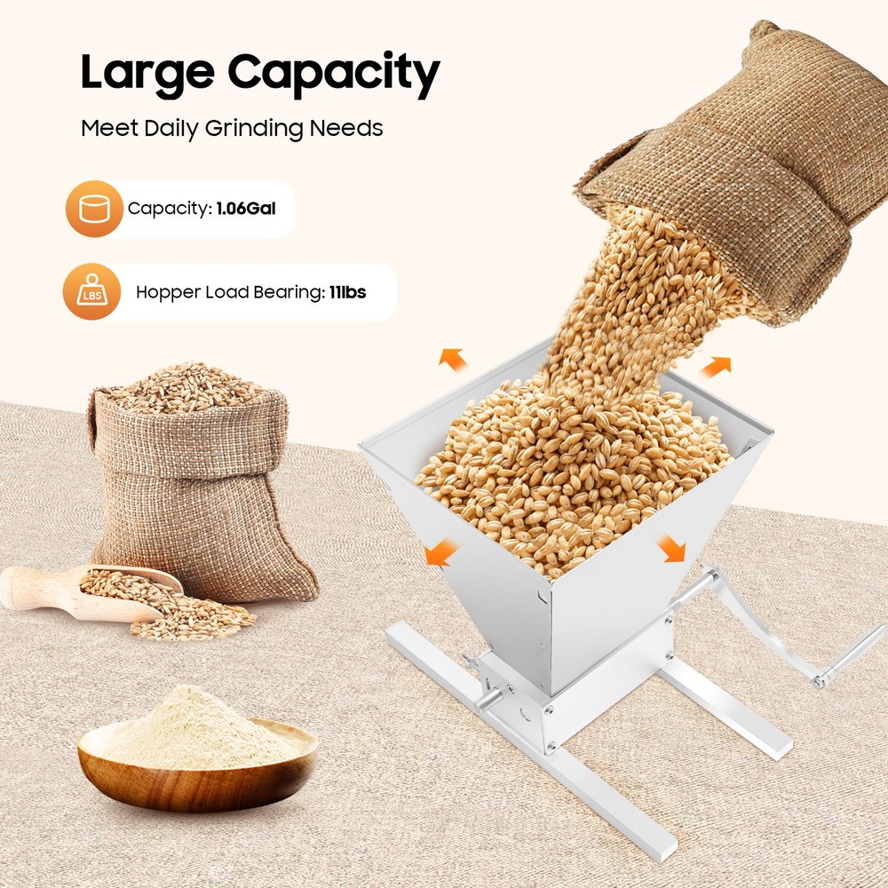 4L Manual Roller Grain Mill Adjustable Low Speed Drill Corn Crusher Machine US