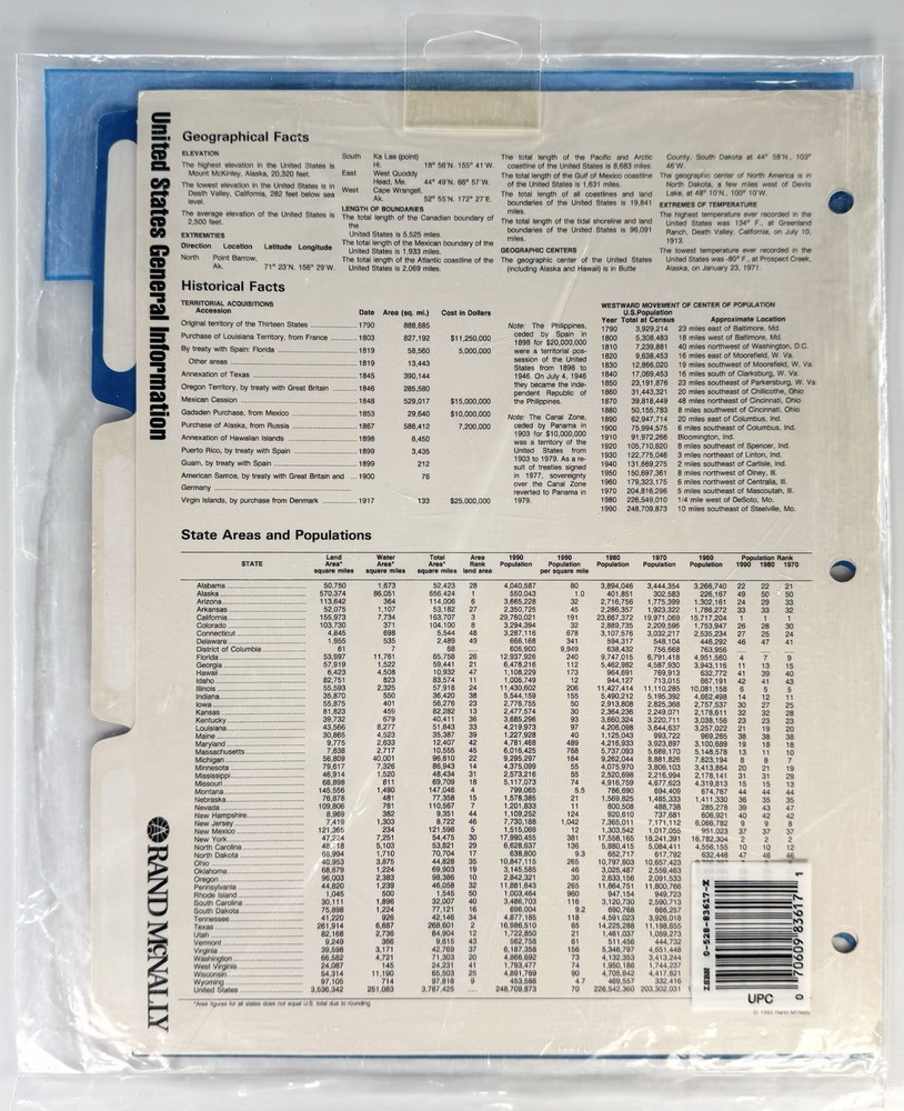 NOS Rand McNally Notebook Reference Pak World and U.S. Map Flags Facts 3-Ring