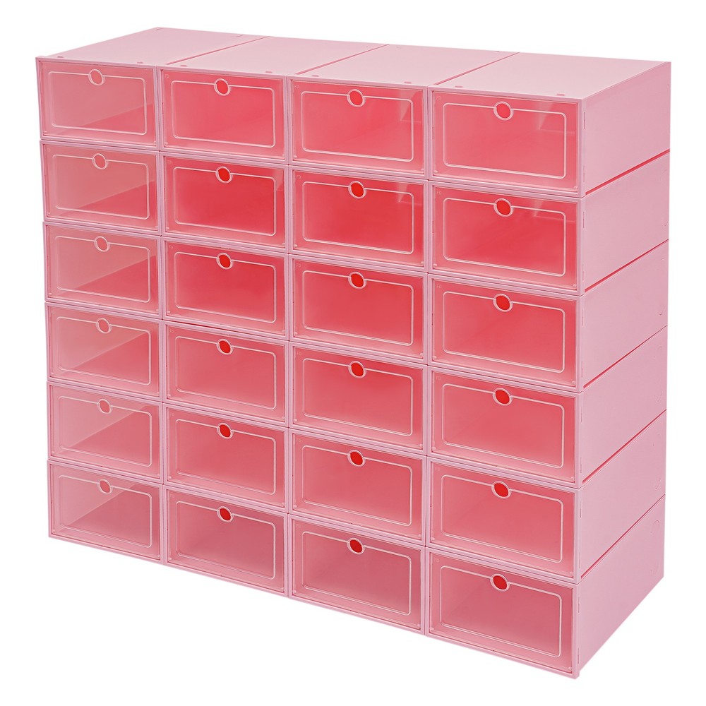 24-Pack Clear Lid Shoe Storage Boxes – Stackable & Space-Saving Solution