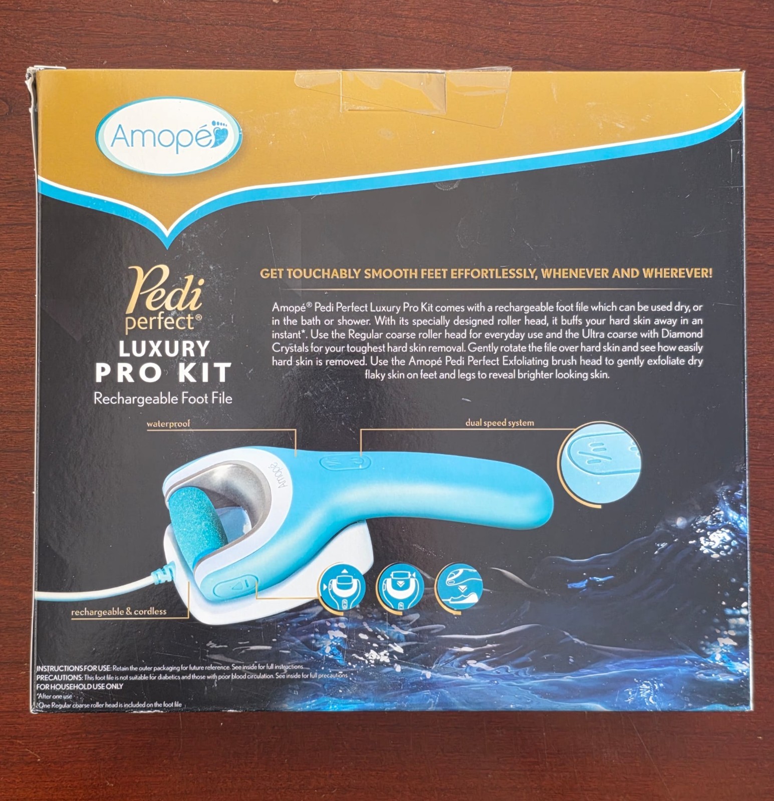 New Factory Sealed Amope Pedi Perfect Luxury Pro Kit Rechargeable Foot File