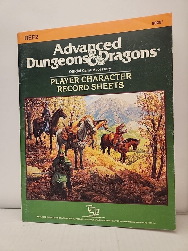 9028 Advanced D&D REF2 Player Character Record Sheets TSR 1986