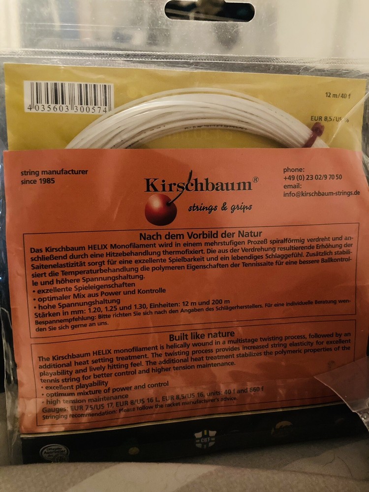 Helix Kirschbaum Tennis String Set 16 - 1.30mm