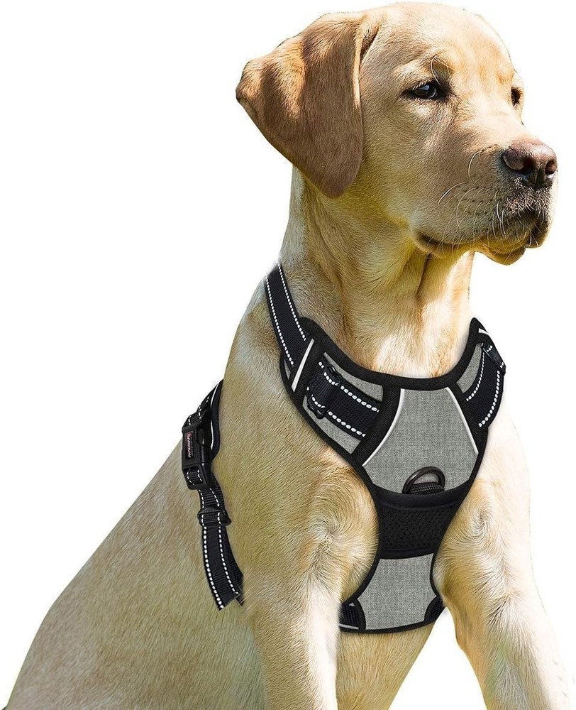 No Pull Dog Harness Front Clip Heavy Duty Reflective Easy Control Handle Large
