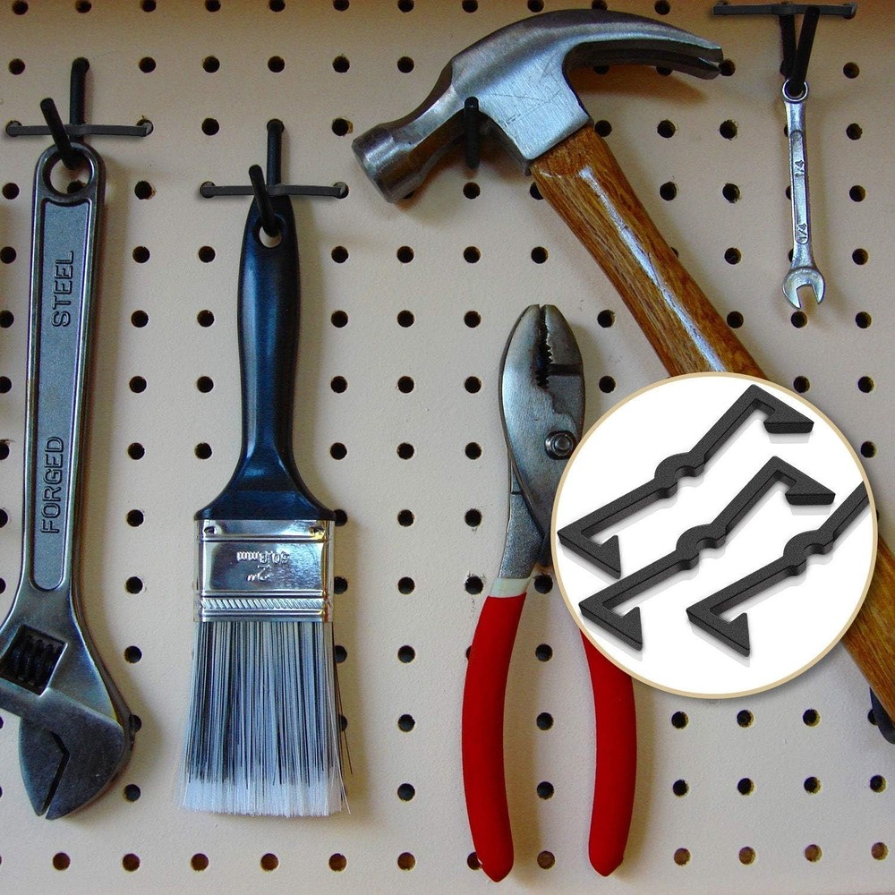 Lightweight Pegboard Clip Locks - 50 Black Plastic Retainers for DIY Projects