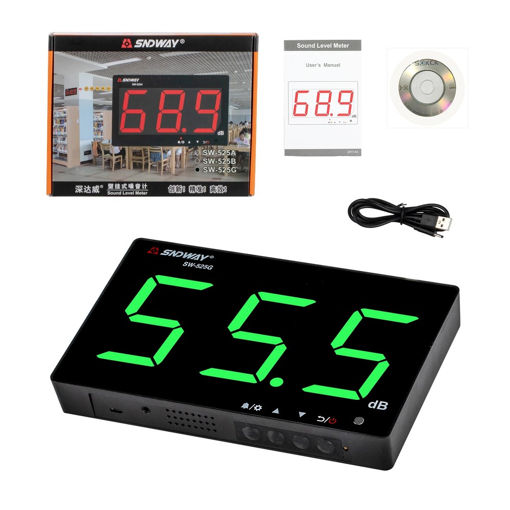 Large LCD Screen Wall Mounted Digital Sound Level Meter Digital Noise Meter