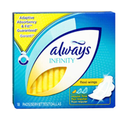 Always Infinity Regular Pads With Wings 18 ct By Tampax