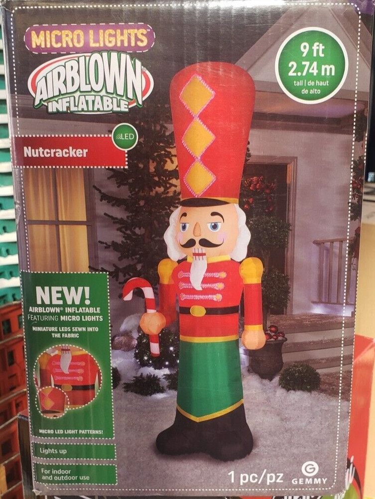 Gemmy 9ft Tall Nutcracker w/ Micro LED Lights Christmas Inflatable