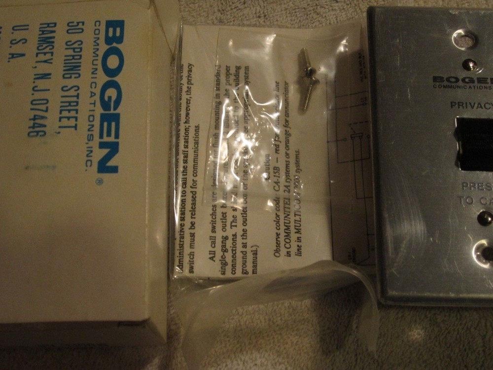 BOGEN CA-21 PUSH BUTTON FOR INTERCOM ORIGINAL PACKAGE New from old stock