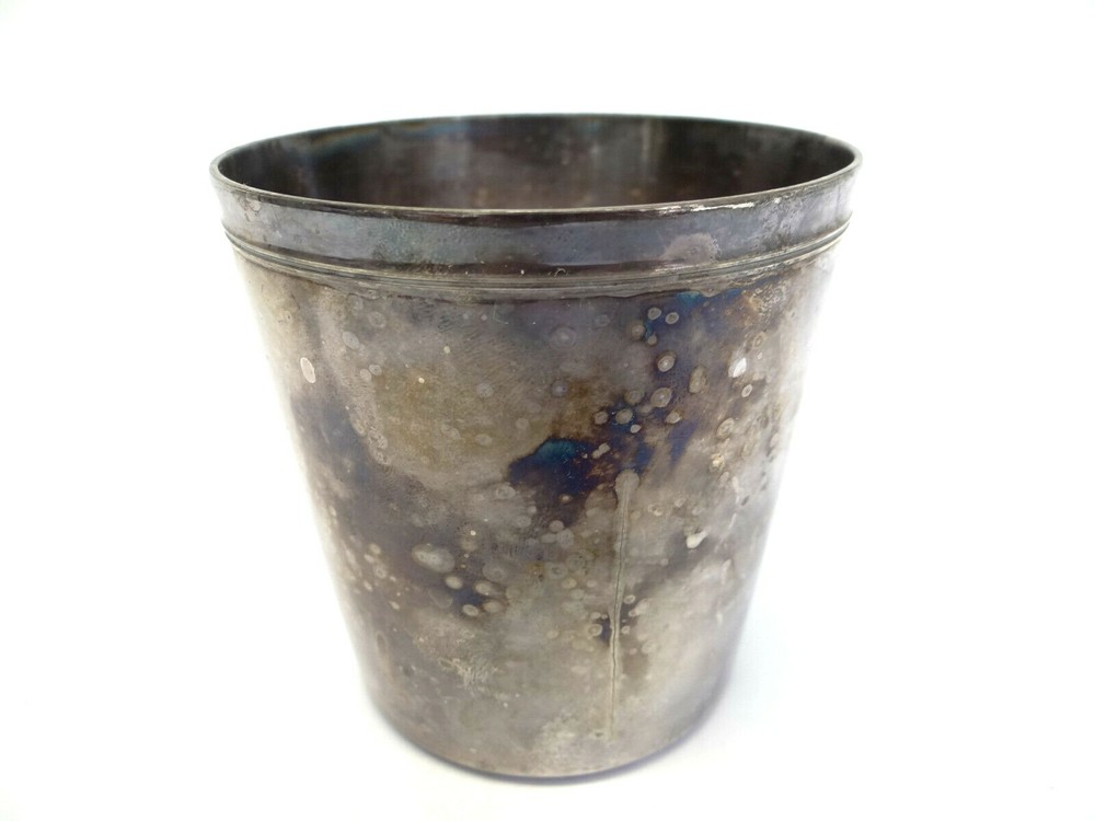 Mid-Century Modern Denmark Hallmark Shark Silverplate Cup Candle Holder Used