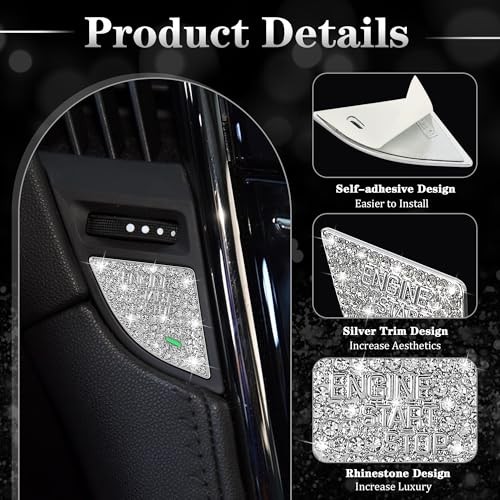 Bling Car Engine Start Stop Button Cover Compatible with Cadillac ATS ATS-L