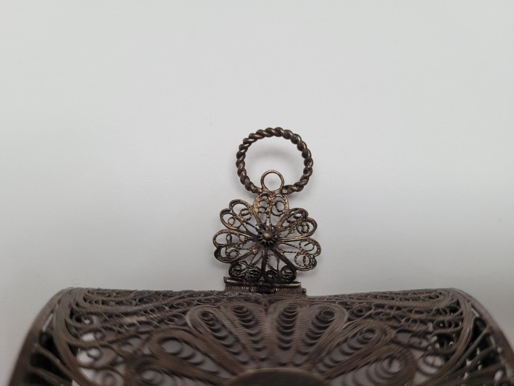 Antique Silver Filigree Miniature Chest Box Excellent Condition