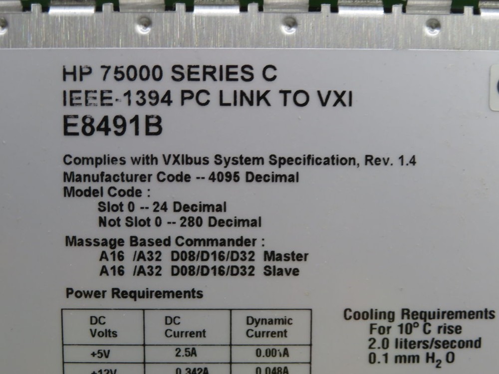 AGILENT E8491B PC LINK TO VXI INTERFACE T255469