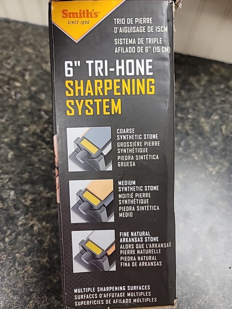 Smith's Sharpener 6" Tri-Hone Sharpening System Med/Fine/Coarse Knives & Tools