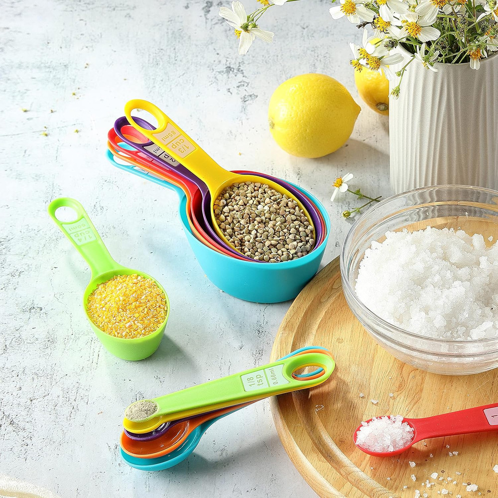 12PCS Measuring Cups, Colorful Measuring Cups and Spoons Set, Stackable Measuri