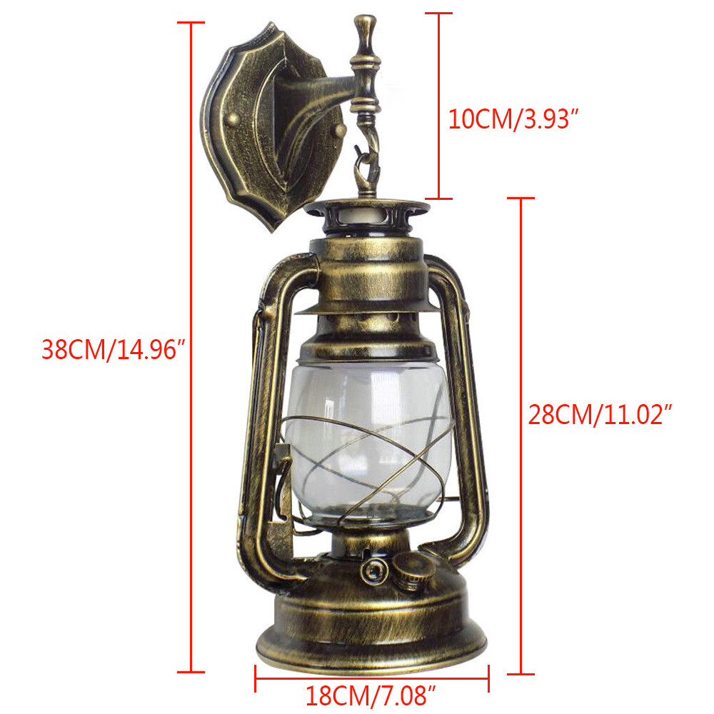 Rustic Wall Sconce Lighting Lantern Mounted Light with Glass Lampshade Hallway
