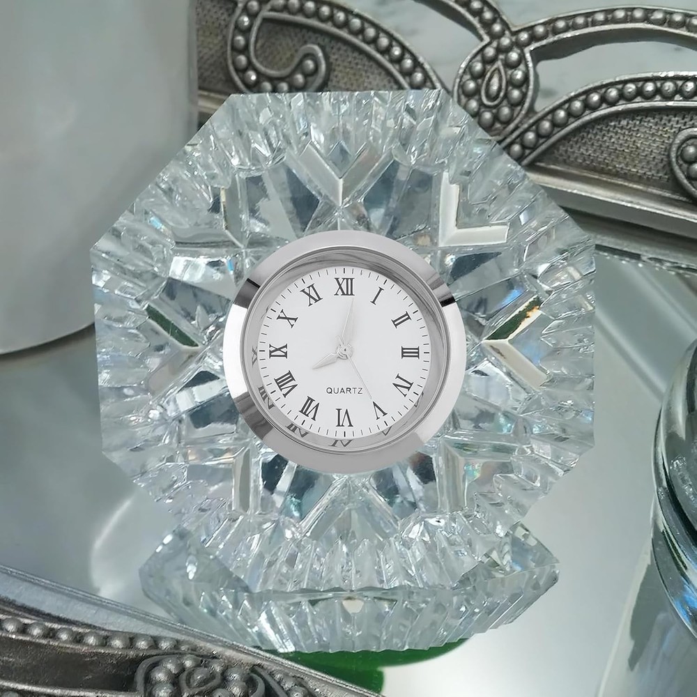 1-1/2 Inch (37 mm) Round mini Quartz Clock Insert Replacement Small, Silver