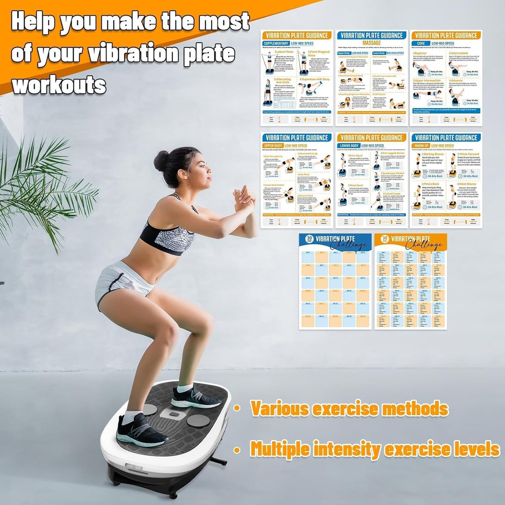 8 Pcs Vibration Plate Exercise Machine Poster Workout Guide 6 Vibration Platform