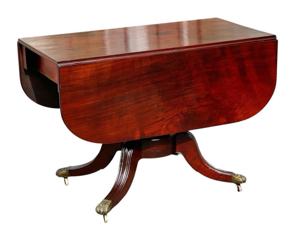 Antique Boston Mahogany Classical Drop Leaf Dining Table