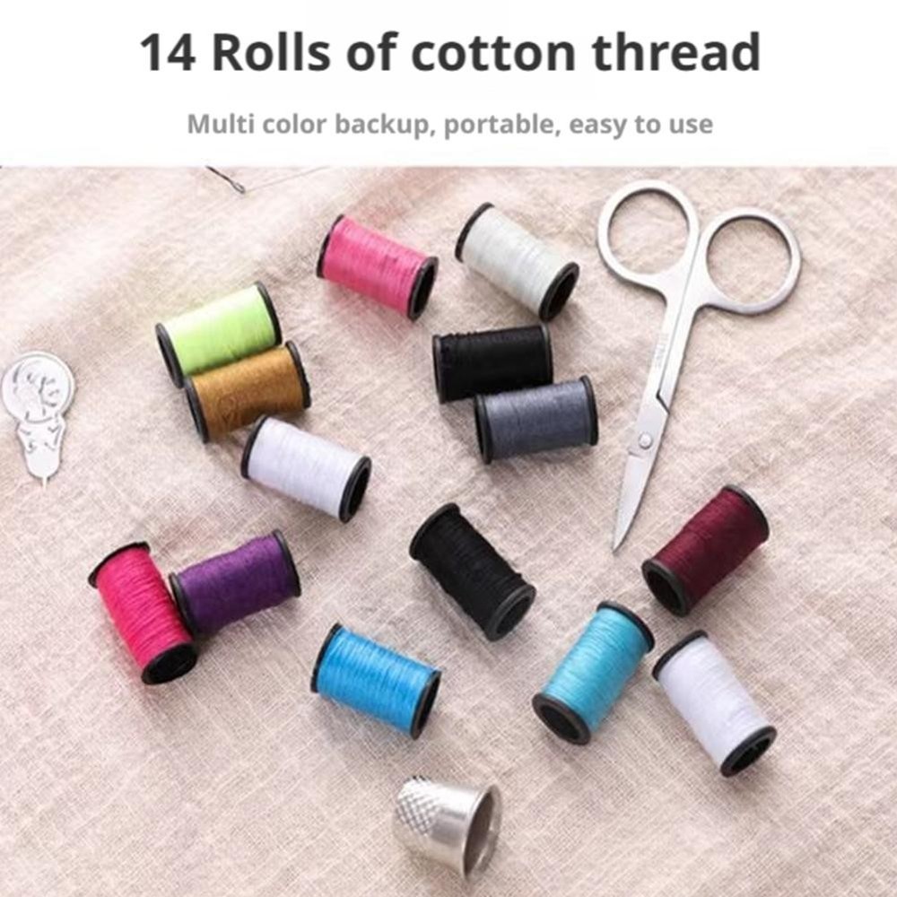 Portable Sewing Kit Home Travel Case Needles Thread Scissors Set Box -