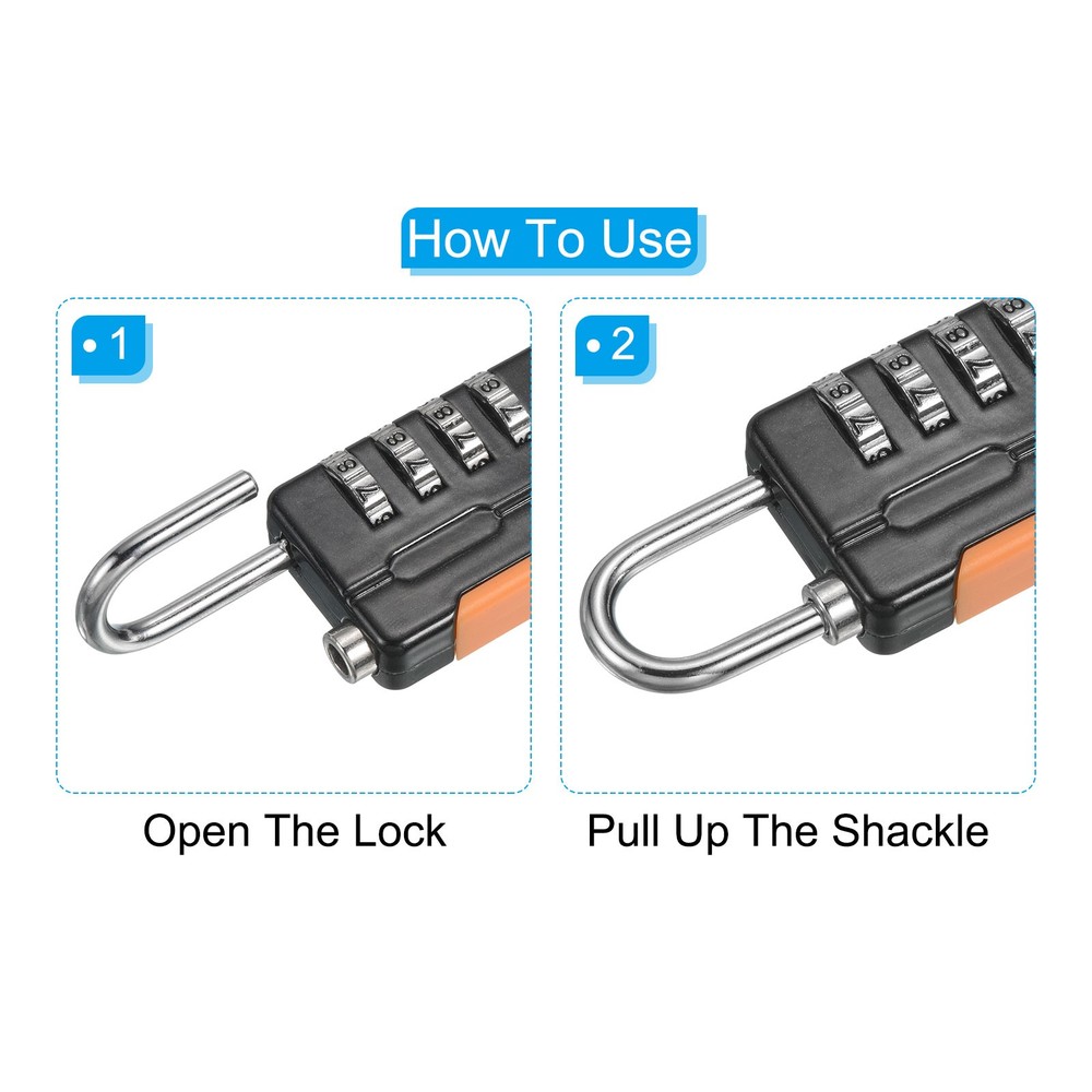 6.5Ft 4Digit Security Cable Padlock Black DIY Combination Lock , 1Pcs
