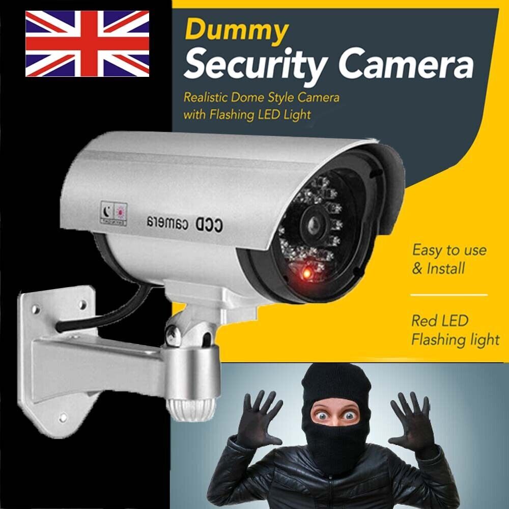 No Wiring Dummy Fake Camera Surveillance CCTV Security Camera Flashing LED Light