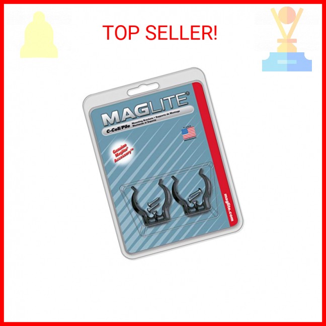 Maglite Black Universal Mounting Brackets for C-Cell Flashlight, 2 pk
