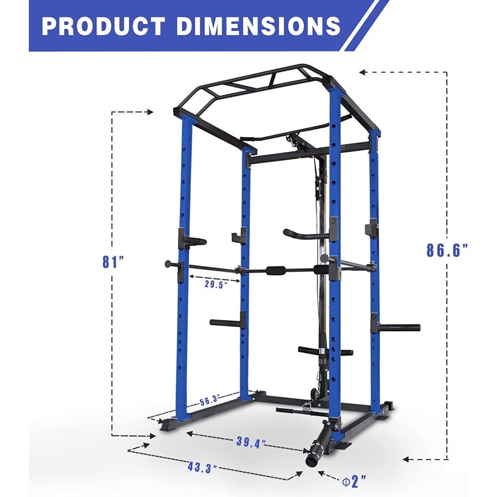 Multifunctional Power Cage, Pullup Squat Rack 1000Lbs Capacity Barbell Rack