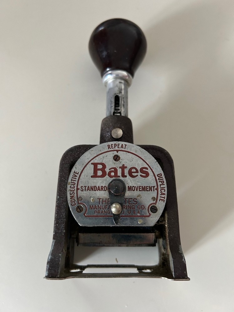 Vintage Bates Numbering Machine 6 wheels, style E