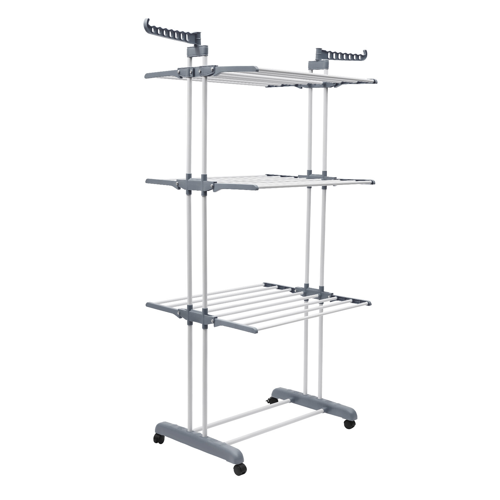 4 Tier Mobile Clothes Drying Rack Metal Laundry Garment Dryer Stand W/Wheels