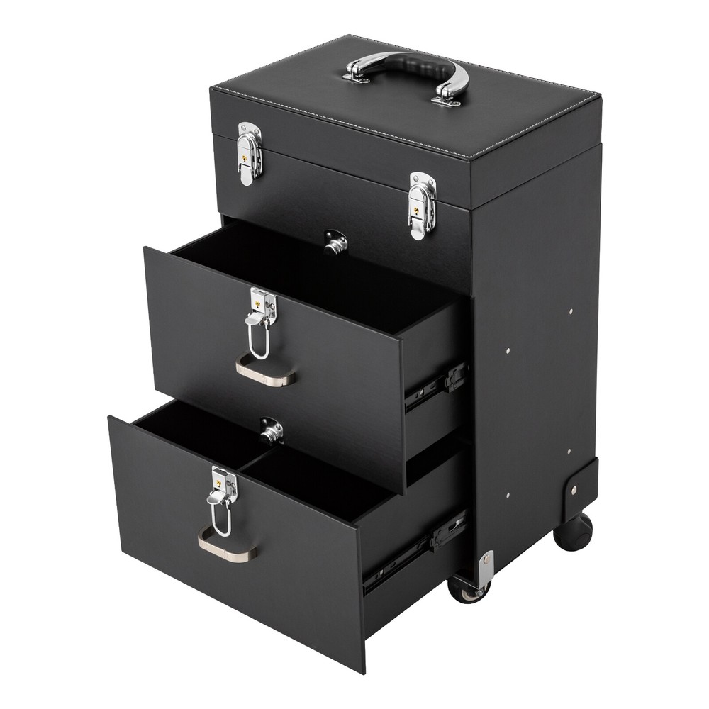 Rolling Makeup Train Case Salon Cosmetic Trolley Organizer Box&Drawer Aluminum
