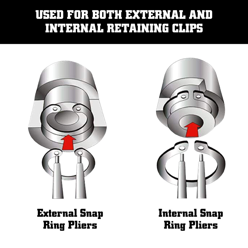 Portable 7" Internal External Retaining Clips Snap Ring Circlip Pliers 4pcs Set