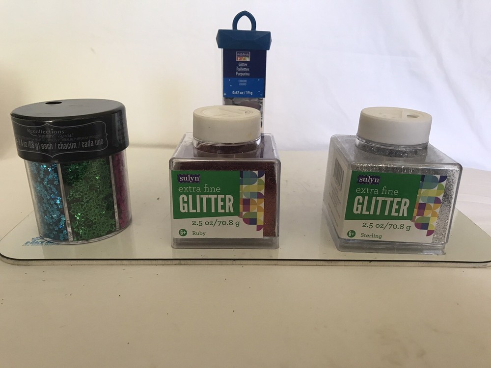Lot Sulyn Extra Fine Glitter 2.5 Oz Ruby Sterling Shapes Chrome Set New
