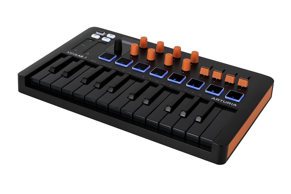 Minilab 3 Portable Midi Keyboard Controller With Pads Faders And Software