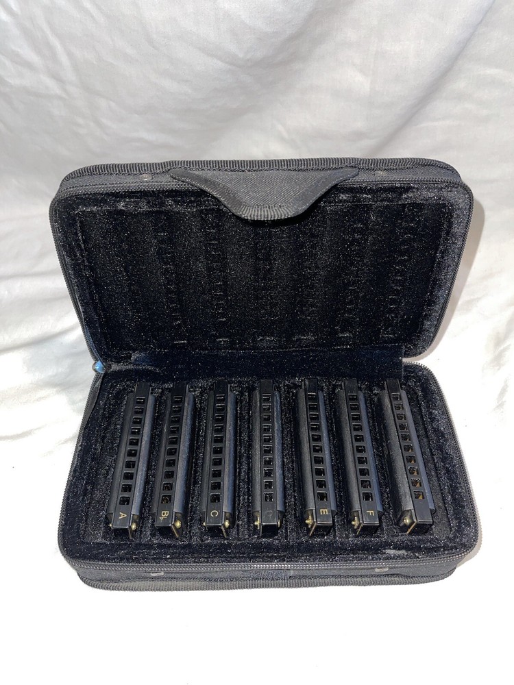 Hohner Piedmont Blues 7 Harmonica Set w/ Case