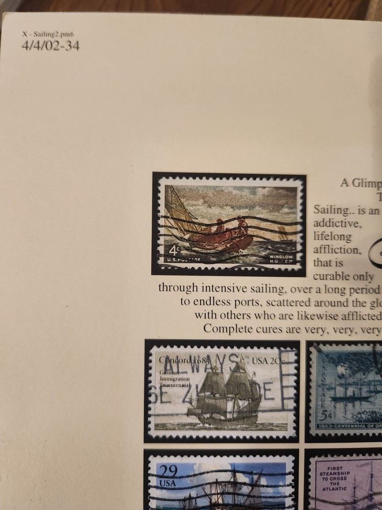Stamp ART, BY JACK RABBIT STUDIO, INC....."Sailing" Signed By JACK