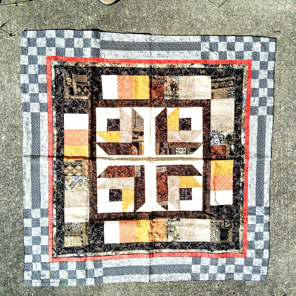 Gentlemans Patchwork Throw / Wall Quilt 200 Individual pcs 31” X 31” Mod Design