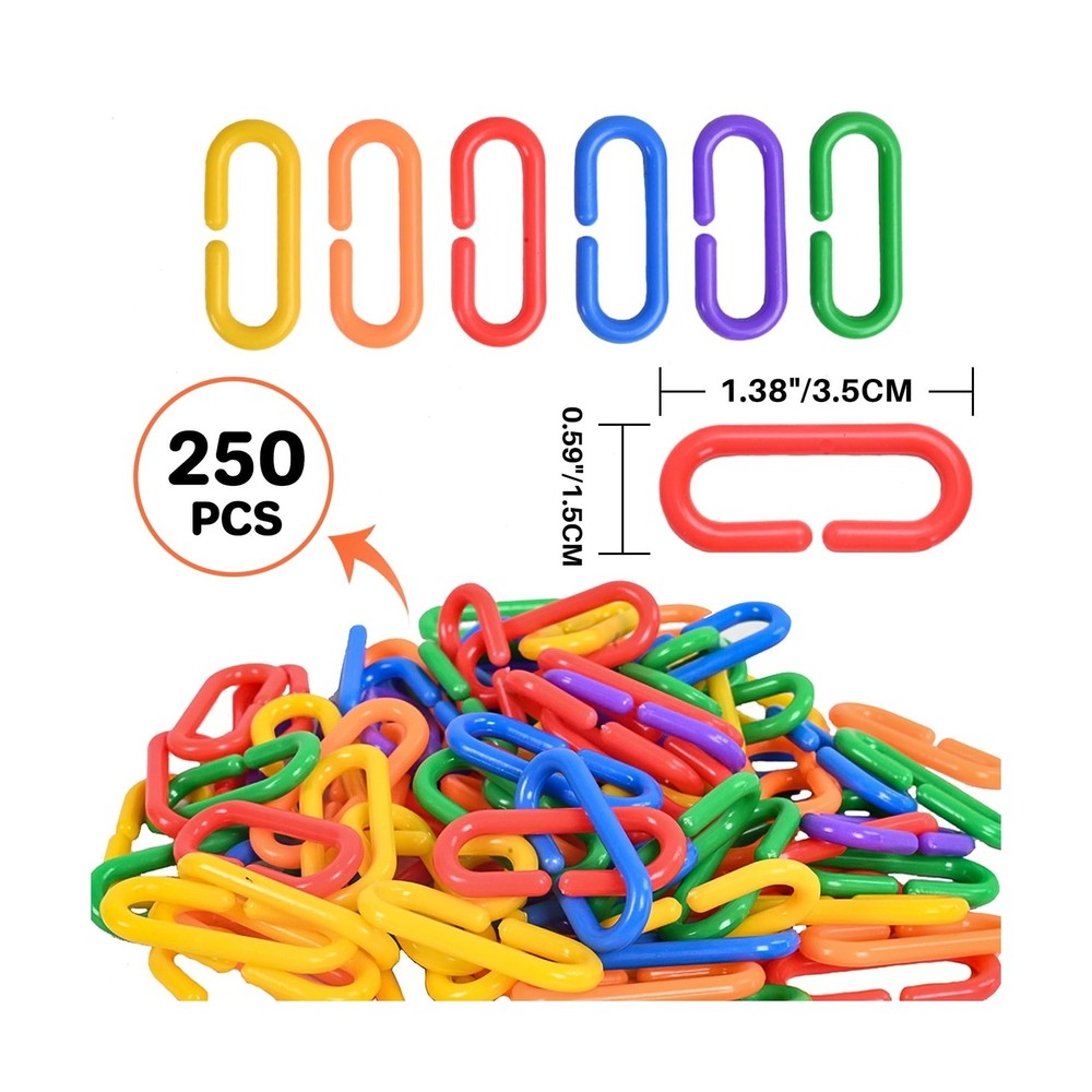 Sukh 250pcs Plastic C Clips Hooks Chain Links - Interchangeable Rainbow C-Lin...