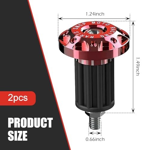 Universal Motorcycle Bar End Plug, Shockproof Handlebar End Caps, 2 PCS Red