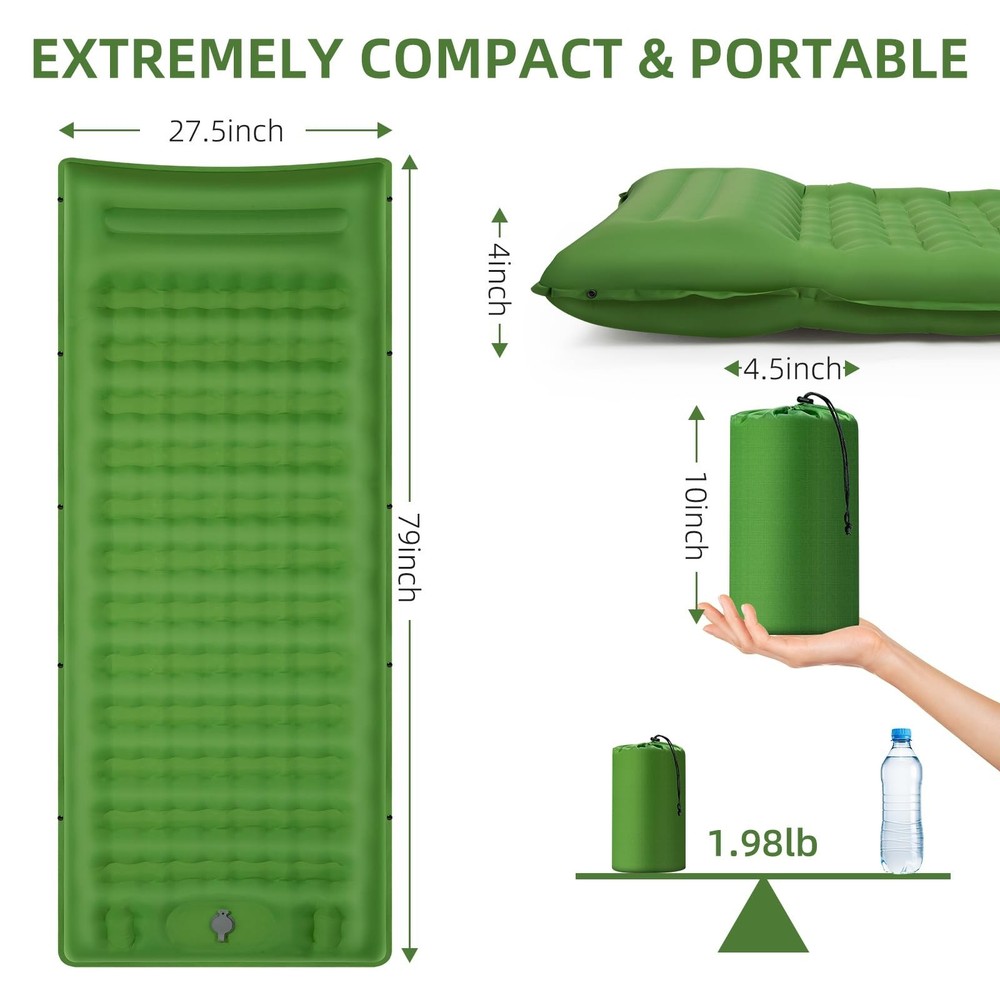 Camping Sleeping Pad, Extra Thick 5 Inch Camping Mat with Pillow Built-in Foo...