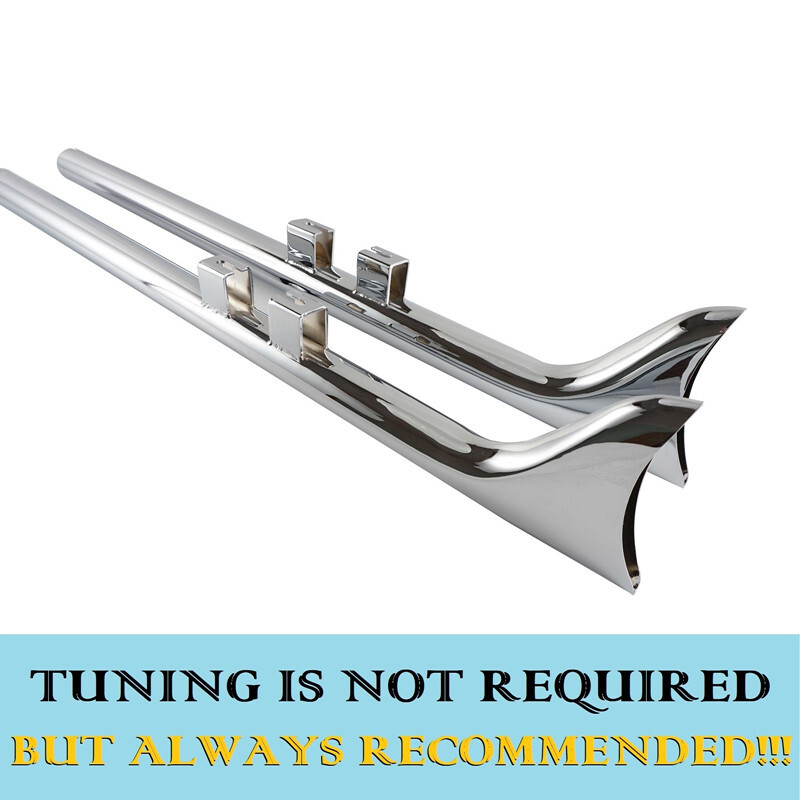 Chrome 36”Fishtail Slip On Exhaust Pipe for Harley Touring Road King 1995-2016