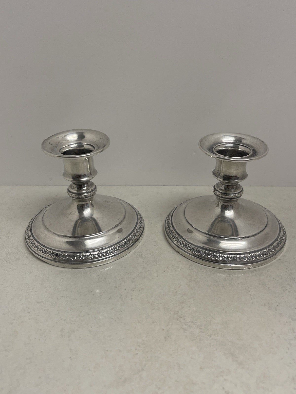 Webster Co Sterling Silver Candlestick Pair Vintage Weighted 335 Grams